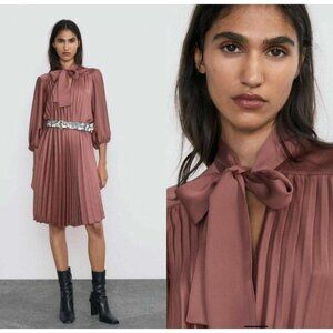 Zara Y2K Fairy Dress Small Dusty Pink Lagenlook Academia Coquette Bishop Sleeves